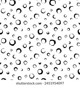 Vector bubble dot pattern. Seamless background from brush strokes. Sketchy hand drawn graphic print. Black and white dotted background. Grunge painted ornament. Wallpaper, furniture fabric, textile.