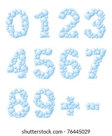 Vector bubble foam font, all digits
