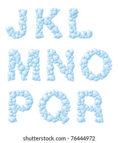 Vector bubble foam font, from J to R