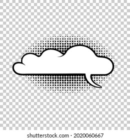 Vector Bubble isolated on Light Transparent Background, Halftone Illustration, Design Element, Blank Frame Template, Long Cloud.
