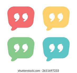 Vector Bubble Message With Quotation Symbol Icon Set