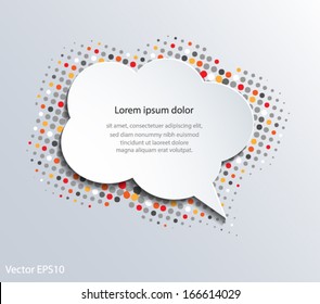 Vector bubble speech cloud shape with halftone dots background. Eps10 