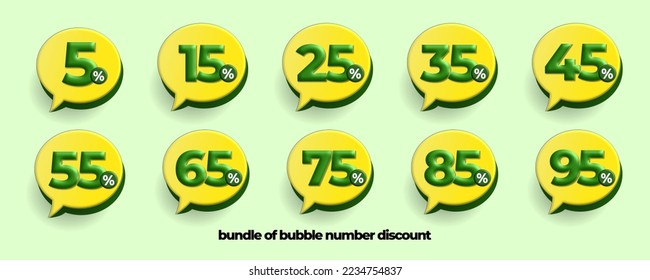 vector bubble speech sale discount 15%,25%,35%,45%,55%,65%,75%,85%,95%,5% price flashsale green, white light green colors