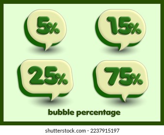 vector bubble speech sale discount 5%,15%,25%,75% price flashsale green and dark green colors