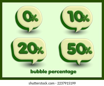 vector bubble speech sale discount 0%,10%,20%,50% price flashsale green and dark green colors