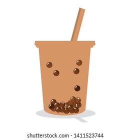 Vector of Bubble Tea, Pearl milk tea, Taiwanese famous drink.