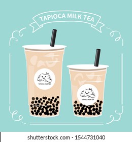 Vector Bubble Tea, tapioca milk tea, Pearl milk tea, black pearls is Taiwanese famous and popular drink. Boba and small boba.