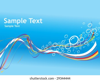 Vector Bubbles background with rainbow wave line