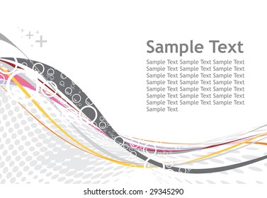 Vector Bubbles background with rainbow wave line