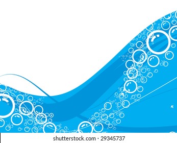 Vector Bubbles background with wave line