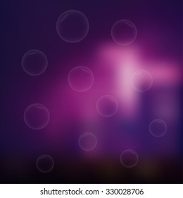 Vector bubbles night backgound.