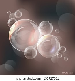 Vector bubbles on the brown background