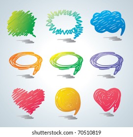 Vector bubbles for speech. Doodle background.