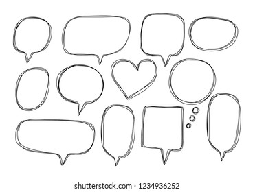 Vector bubbles speech doodle set. hand-drawn.