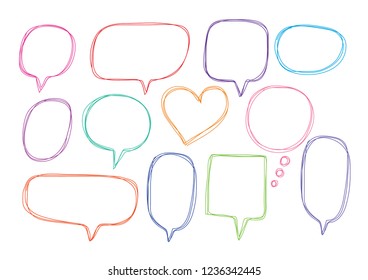 Vector bubbles speech doodle set. hand-drawn.