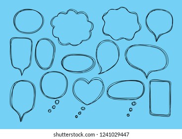 Vector bubbles speech doodle set. hand-drawn.