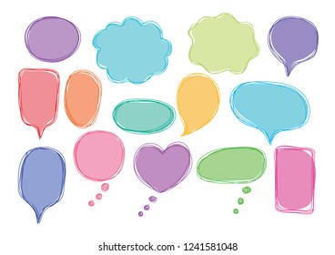 Vector bubbles speech doodle set. hand-drawn.