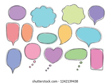 Vector bubbles speech doodle set. hand-drawn.