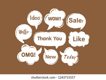 Vector bubbles speech doodle set. hand-drawn.