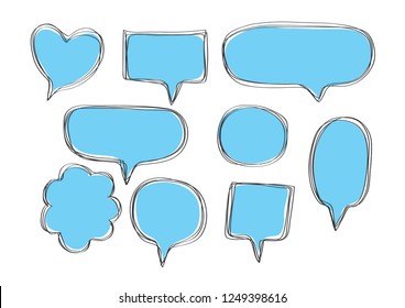 Vector bubbles speech doodle set. hand-drawn.