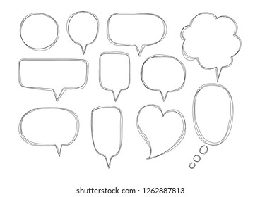 Vector bubbles speech doodle set. hand-drawn.