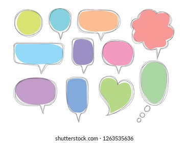 Vector bubbles speech doodle set. hand-drawn.