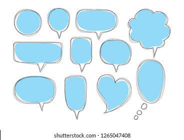 Vector bubbles speech doodle set. hand-drawn.