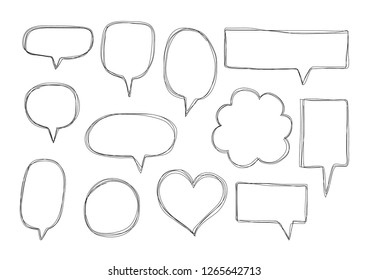 Vector bubbles speech doodle set. hand-drawn.