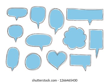 Vector bubbles speech doodle set. hand-drawn.