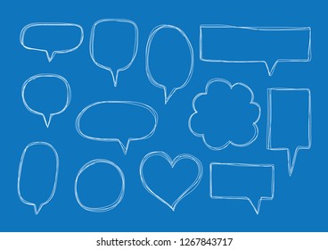Vector bubbles speech doodle set. hand-drawn.