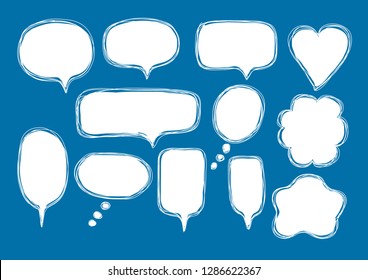 Vector bubbles speech doodle set. hand-drawn.