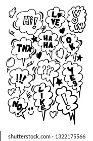 Vector bubbles speech doodle set. hand-drawn.