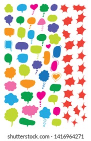 Vector bubbles speech doodle set. hand-drawn. BOOM,WOW.