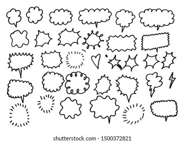 Vector bubbles speech doodle set. hand-drawn.