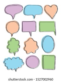 Vector bubbles speech doodle set. hand-drawn.