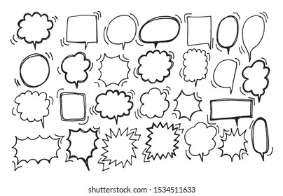 Vector Bubbles Speech Doodle Set Handdrawn Stock Vector (Royalty Free ...