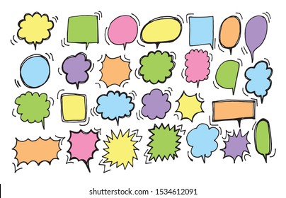 Vector bubbles speech doodle set. hand-drawn.