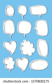Vector bubbles speech doodle set. hand-drawn.
