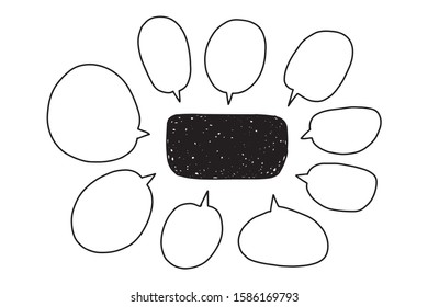 Vector bubbles speech doodle set. hand-drawn. digital printing.