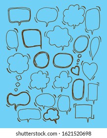 Vector bubbles speech doodle set. hand-drawn.