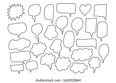 Vector bubbles speech doodle set. hand-drawn. digital printing