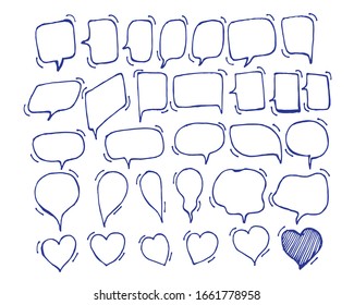 Vector bubbles speech doodle set. hand-drawn.