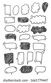 Vector bubbles speech doodle set. hand-drawn.