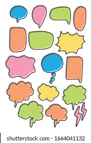 Vector bubbles speech doodle set. hand-drawn. digital printing