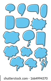 Vector bubbles speech doodle set. hand-drawn. digital printing