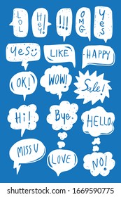 Vector bubbles speech doodle set. hand-drawn. digital printing