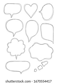 Vector bubbles speech doodle set. hand-drawn. digital printing