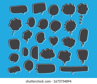 Vector bubbles speech doodle set. hand-drawn. Illustration