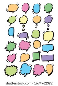 Vector bubbles speech doodle set. hand-drawn. Illustration