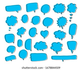 Vector bubbles speech doodle set. hand-drawn. Illustration